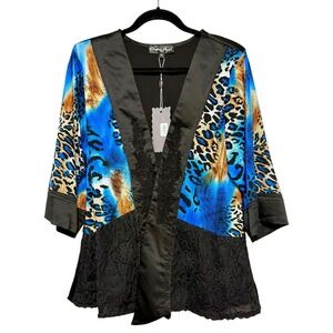 NWT Pretty Angel Mob Wife Silk Blend Kimono Jacket Women Size M Whimsigoth Indie